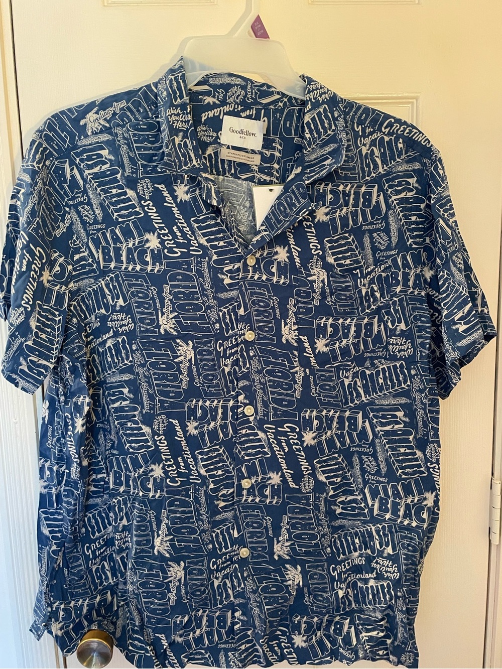 Goodfellow & Co Men's Blue Short-Sleeve Button-Up Shirt Large NWT